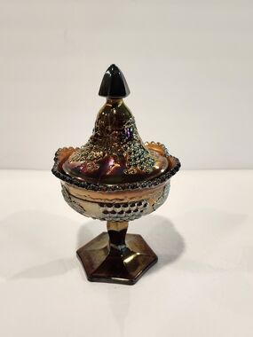 Antique Northwood Grape and Cable Amethyst Carnival Glass Sweet Meat Dish
